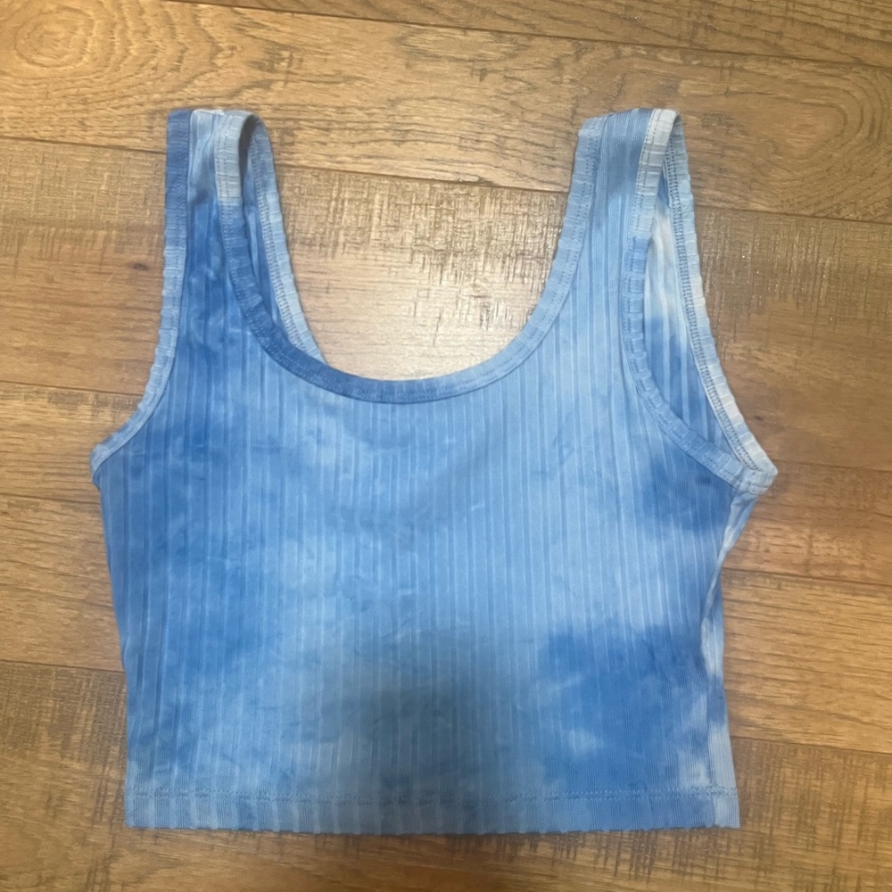 Shein Light Blue Tie-Dye Cropped Top